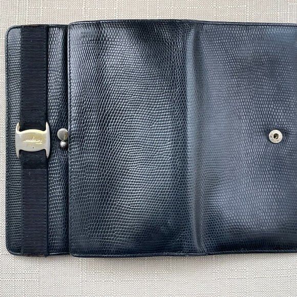 Salvatore Ferragamo Women Long Wallet Crocodile Leather Trifold Kisslock Italy - Picture 6 of 12